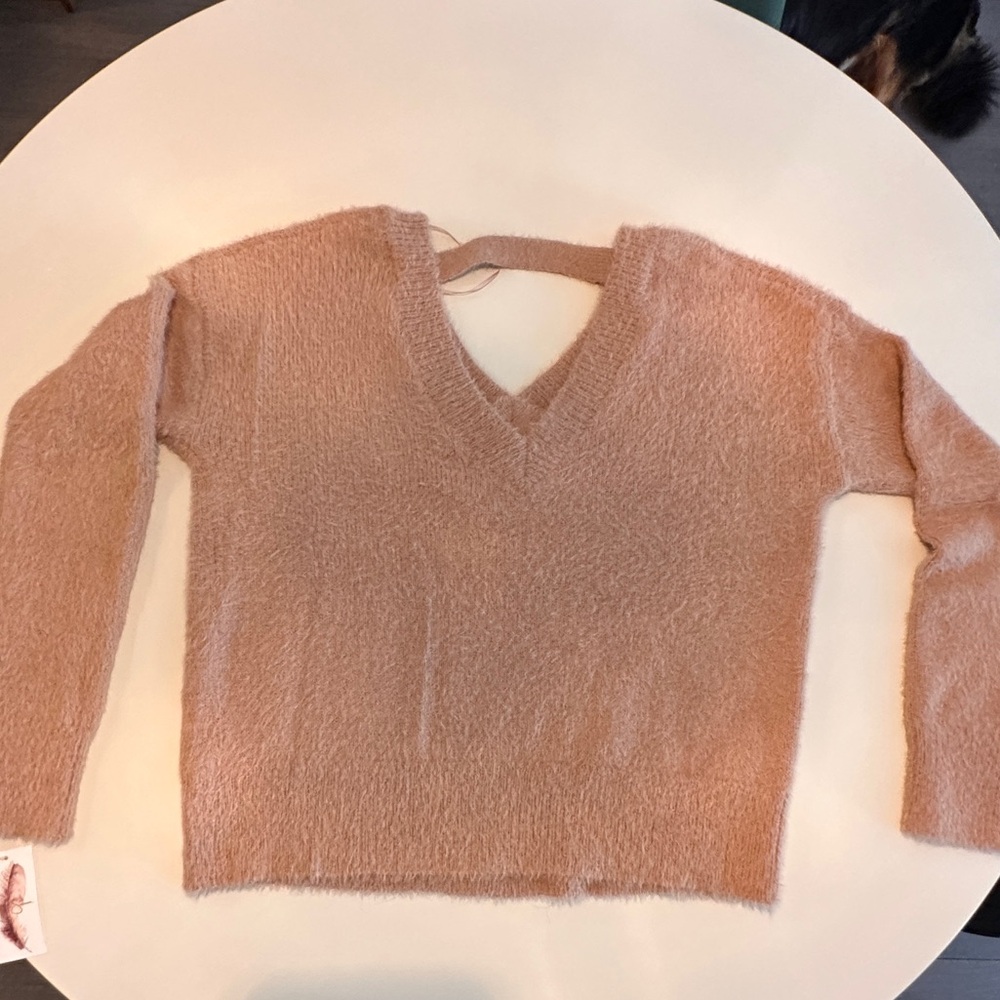 NWT V-neck camel sweater